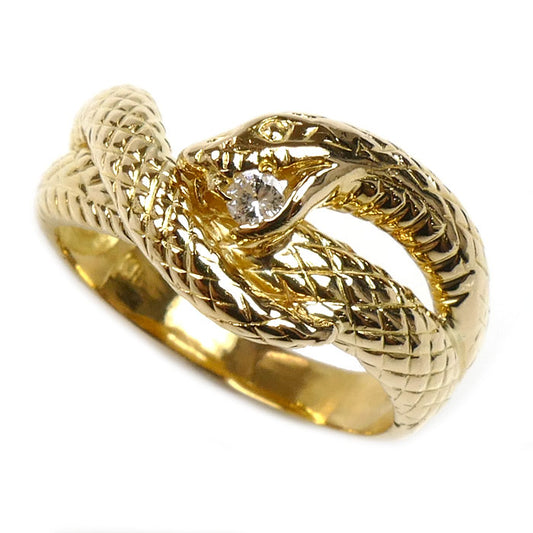 K18YG イエローゴールド スネーク リング・指輪 ダイヤモンド0.06ct 15.5号 6.8g ユニセックス【中古】