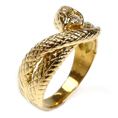 K18YG イエローゴールド スネーク リング・指輪 ダイヤモンド0.06ct 15.5号 6.8g ユニセックス【中古】