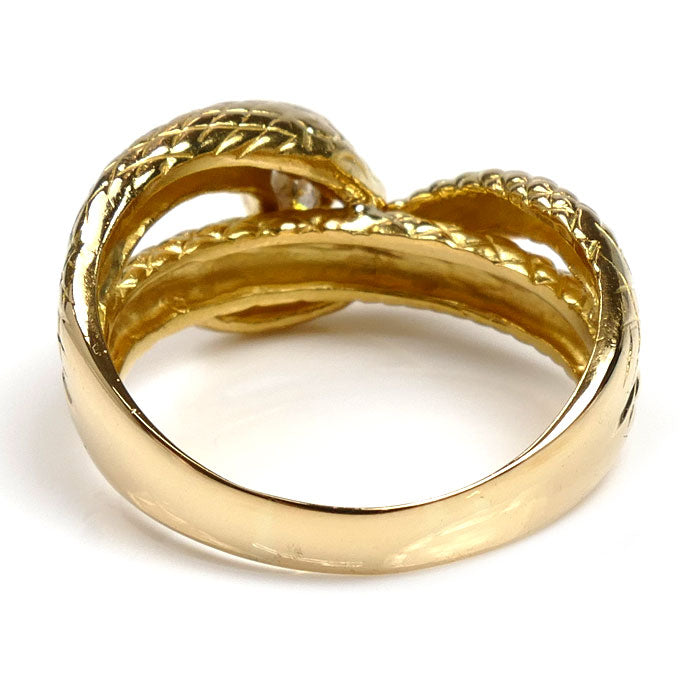 K18YG イエローゴールド スネーク リング・指輪 ダイヤモンド0.06ct 15.5号 6.8g ユニセックス【中古】