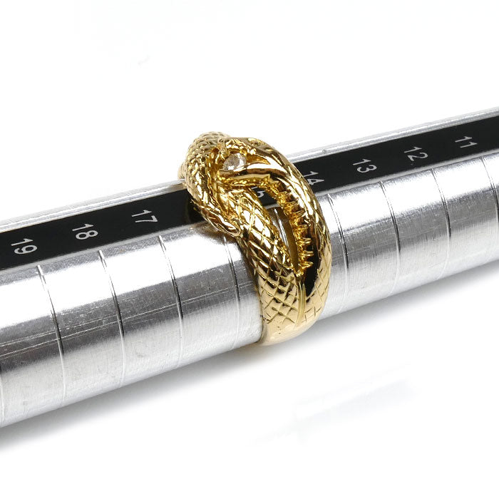 K18YG イエローゴールド スネーク リング・指輪 ダイヤモンド0.06ct 15.5号 6.8g ユニセックス【中古】