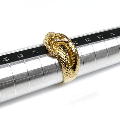 K18YG イエローゴールド スネーク リング・指輪 ダイヤモンド0.06ct 15.5号 6.8g ユニセックス【中古】