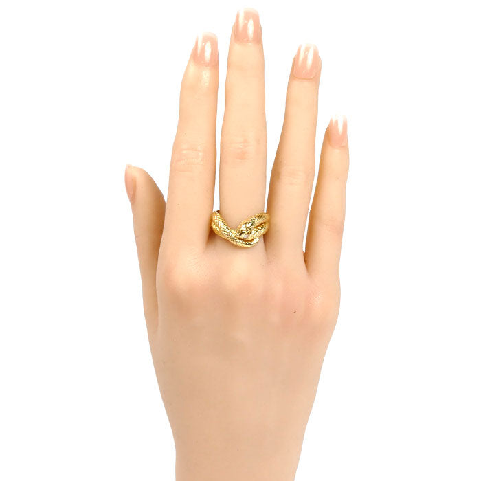 K18YG イエローゴールド スネーク リング・指輪 ダイヤモンド0.06ct 15.5号 6.8g ユニセックス【中古】