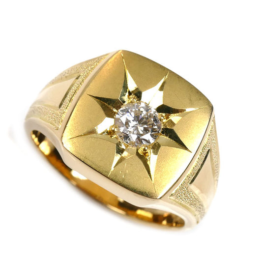 K18YG イエローゴールド リング・指輪 ダイヤモンド0.40ct 21号 20.2g メンズ【中古】【美品】