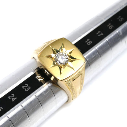 K18YG イエローゴールド リング・指輪 ダイヤモンド0.40ct 21号 20.2g メンズ【中古】【美品】