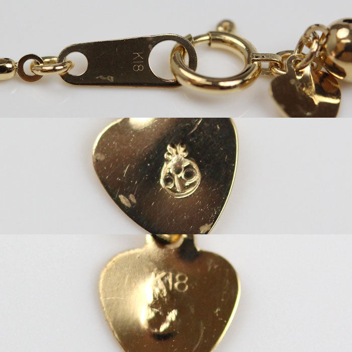 K18YG イエローゴールド シリンダー ネックレス 5.3g ～50cm フリーチェーン レディース【中古】