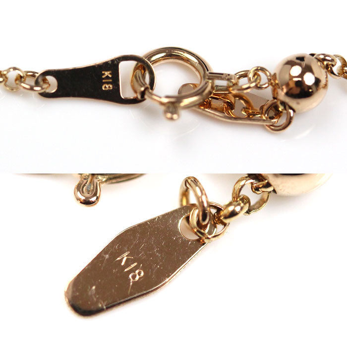 K18PG ピンクゴールド 丸小豆 ネックレス 3.4g ～45cm フリーチェーン レディース【中古】