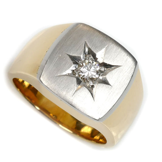 K18YG イエローゴールド Pt900プラチナ リング・指輪 ダイヤモンド0.20ct 21.5号 31.3g メンズ【中古】