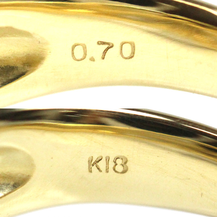 K18YG イエローゴールド リング・指輪 ダイヤモンド0.70ct 12号 5.9g レディース【中古】【美品】
