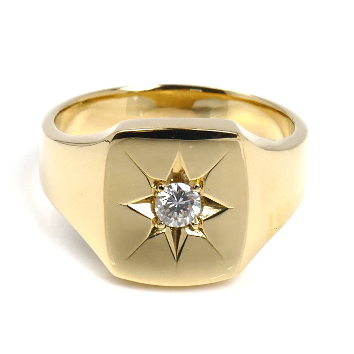 K18YG イエローゴールド リング・指輪 ダイヤモンド0.21ct 23号 14.8g メンズ【中古】