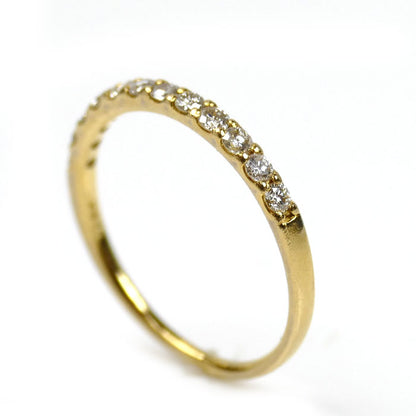 K18YG イエローゴールド ハーフエタニティ リング・指輪 ダイヤモンド0.30ct 11号 1.4g 艶消し レディース【中古】