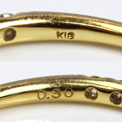 K18YG イエローゴールド ハーフエタニティ リング・指輪 ダイヤモンド0.30ct 11号 1.4g 艶消し レディース【中古】