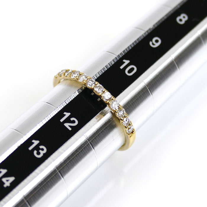 K18YG イエローゴールド ハーフエタニティ リング・指輪 ダイヤモンド0.30ct 11号 1.4g 艶消し レディース【中古】