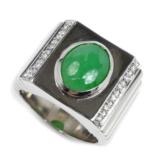Pt900プラチナ リング・指輪 ジェダイト3.568ct ダイヤモンド0.21ct 20.5号 45.2g メンズ【中古】【美品】