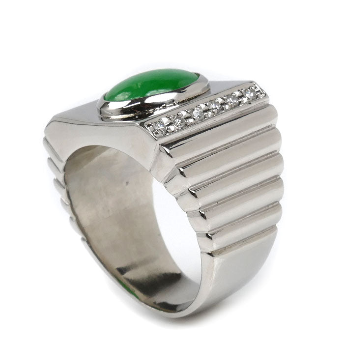 Pt900プラチナ リング・指輪 ジェダイト3.568ct ダイヤモンド0.21ct 20.5号 45.2g メンズ【中古】【美品】