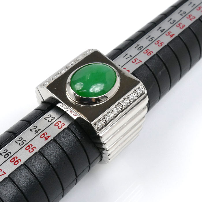 Pt900プラチナ リング・指輪 ジェダイト3.568ct ダイヤモンド0.21ct 20.5号 45.2g メンズ【中古】【美品】