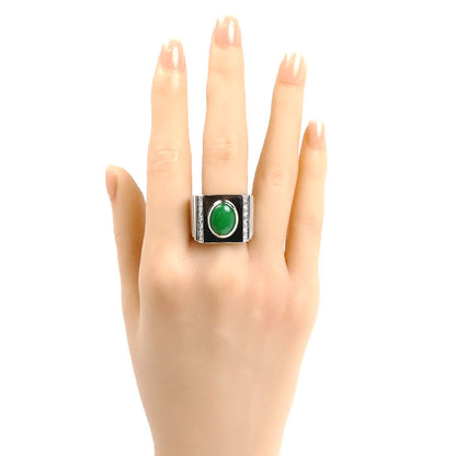 Pt900プラチナ リング・指輪 ジェダイト3.568ct ダイヤモンド0.21ct 20.5号 45.2g メンズ【中古】【美品】