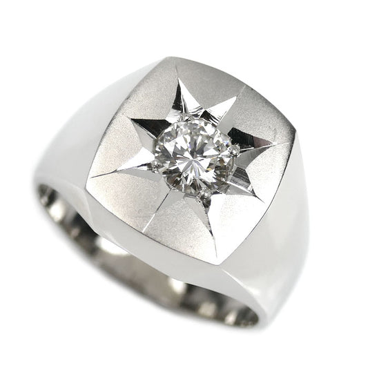 Pt900プラチナ 印台 リング・指輪 ダイヤモンド0.65ct 22号 26.3g メンズ【中古】【美品】