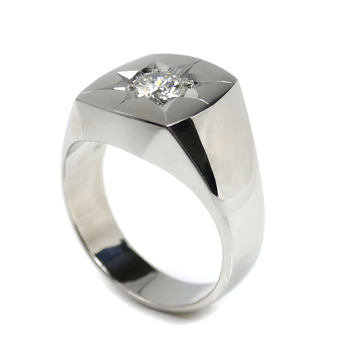 Pt900プラチナ 印台 リング・指輪 ダイヤモンド0.65ct 22号 26.3g メンズ【中古】【美品】