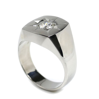 Pt900プラチナ 印台 リング・指輪 ダイヤモンド0.65ct 22号 26.3g メンズ【中古】【美品】