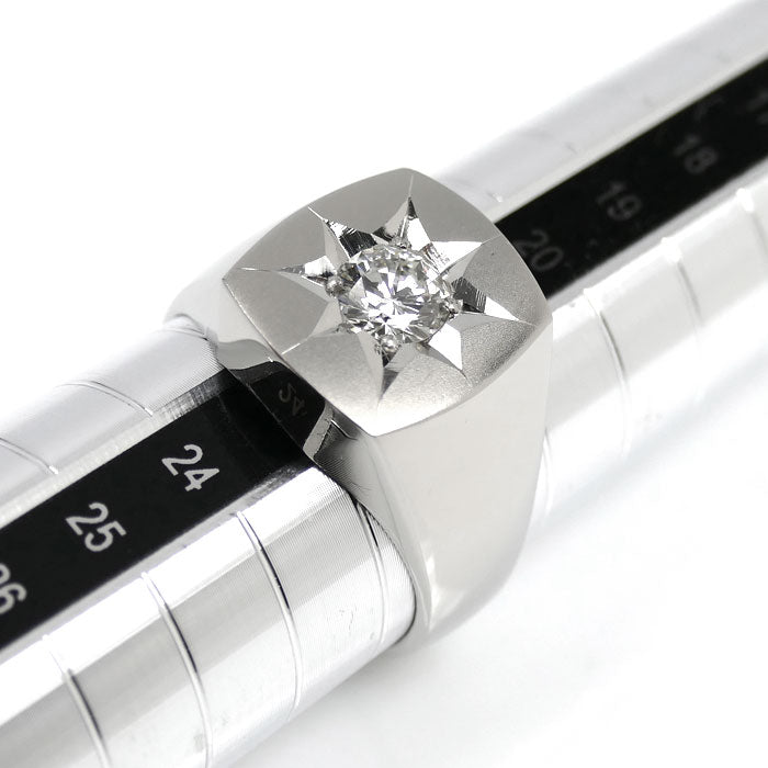 Pt900プラチナ 印台 リング・指輪 ダイヤモンド0.65ct 22号 26.3g メンズ【中古】【美品】