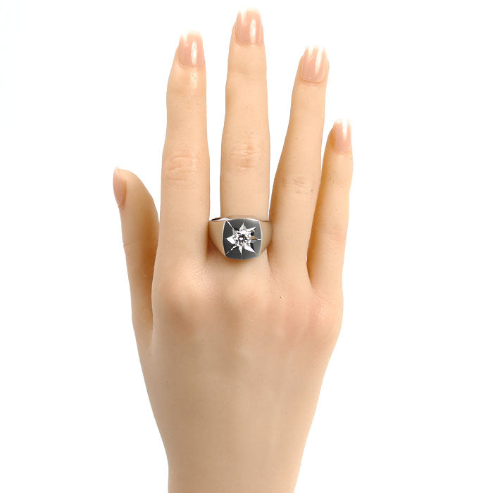 Pt900プラチナ 印台 リング・指輪 ダイヤモンド0.65ct 22号 26.3g メンズ【中古】【美品】