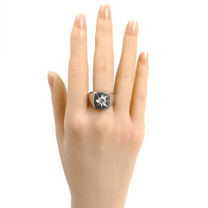 Pt900プラチナ 印台 リング・指輪 ダイヤモンド0.65ct 22号 26.3g メンズ【中古】【美品】