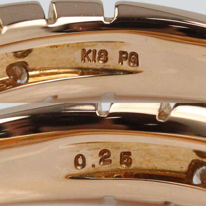 K18PG ピンクゴールド リング・指輪 ダイヤモンド0.25ct 12号 4.0g レディース【中古】