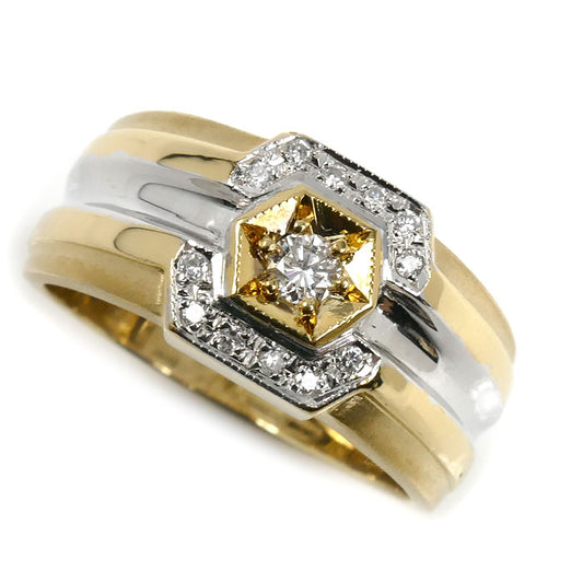 K18YG イエローゴールド K14WG ホワイトゴールド リング・指輪 ダイヤモンド0.70ct 19.5号 8.9g メンズ【中古】【美品】