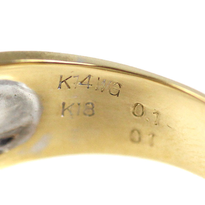 K18YG イエローゴールド K14WG ホワイトゴールド リング・指輪 ダイヤモンド0.1ct/0.1ct 19.5号 8.9g メンズ【中古】【美品】
