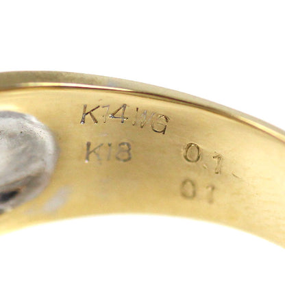 K18YG イエローゴールド K14WG ホワイトゴールド リング・指輪 ダイヤモンド0.1ct/0.1ct 19.5号 8.9g メンズ【中古】【美品】