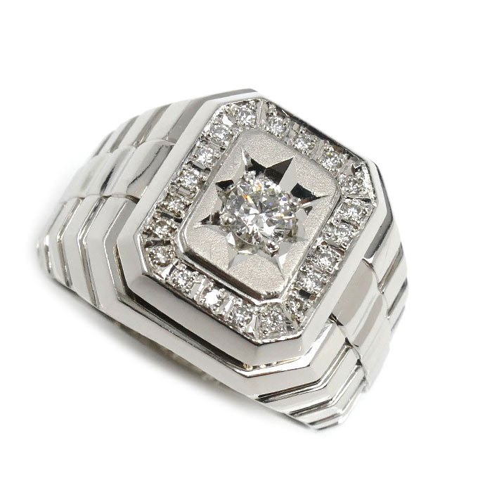 Pt900プラチナ リング・指輪 ダイヤモンド0.308ct/0.20ct 21号 25.3g メンズ【中古】【美品】