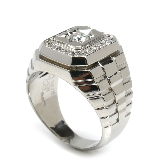 Pt900プラチナ リング・指輪 ダイヤモンド0.308ct/0.20ct 21号 25.3g メンズ【中古】【美品】