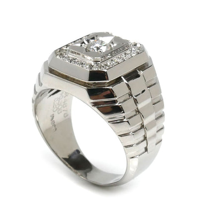 Pt900プラチナ リング・指輪 ダイヤモンド0.308ct/0.20ct 21号 25.3g メンズ【中古】【美品】