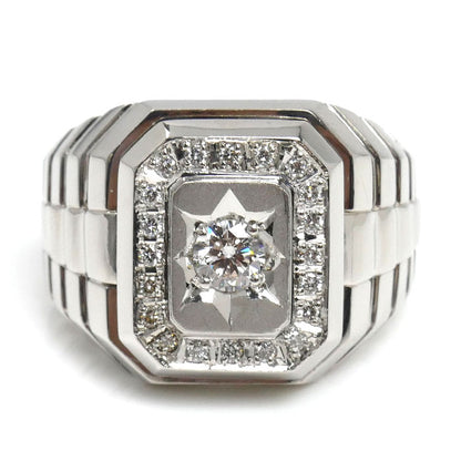 Pt900プラチナ リング・指輪 ダイヤモンド0.308ct/0.20ct 21号 25.3g メンズ【中古】【美品】