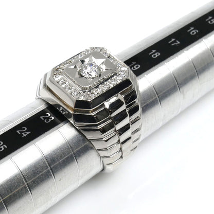 Pt900プラチナ リング・指輪 ダイヤモンド0.308ct/0.20ct 21号 25.3g メンズ【中古】【美品】