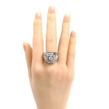 Pt900プラチナ リング・指輪 ダイヤモンド0.308ct/0.20ct 21号 25.3g メンズ【中古】【美品】
