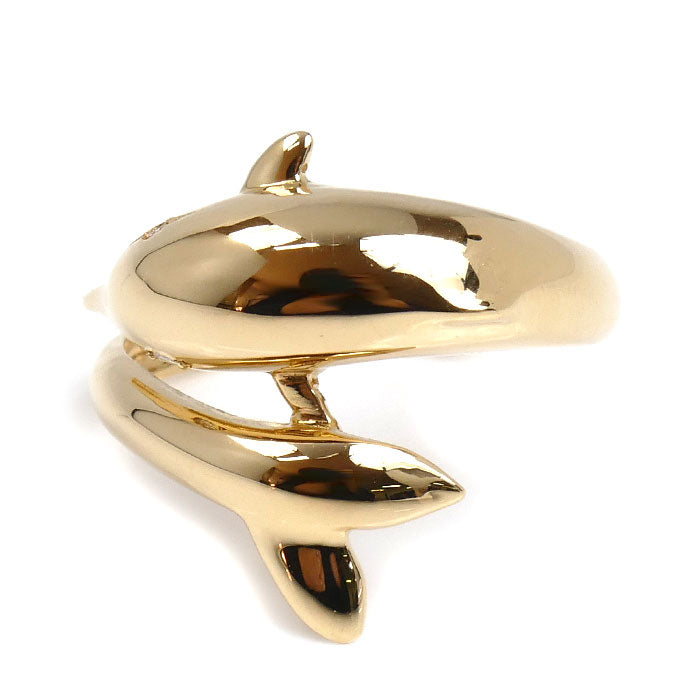 K18YG イエローゴールド イルカ リング・指輪 ダイヤモンド0.02ct 12号 3.3g レディース【中古】