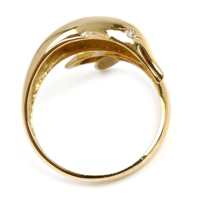 K18YG イエローゴールド イルカ リング・指輪 ダイヤモンド0.02ct 12号 3.3g レディース【中古】