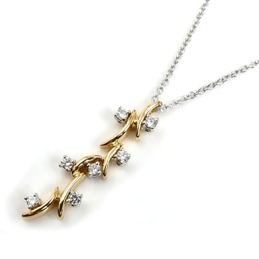 STAR JEWELRY スタージュエリー K18WG ホワイトゴールド K18YG イエローゴールド ネックレス ダイヤモンド0.19ct 4.5g 40cm レディース【中古】