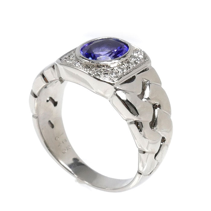 Pt900プラチナ リング・指輪 タンザナイト1.52ct ダイヤモンド0.10ct 21号 21.9g メンズ【中古】