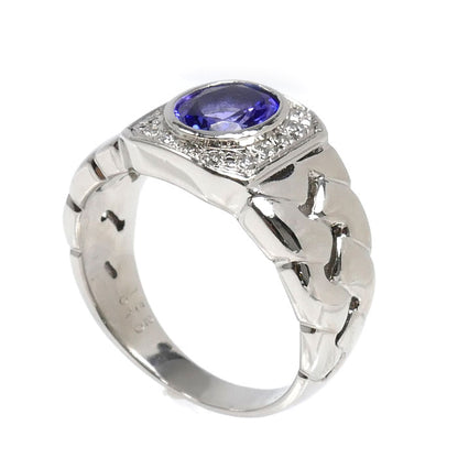 Pt900プラチナ リング・指輪 タンザナイト1.52ct ダイヤモンド0.10ct 21号 21.9g メンズ【中古】