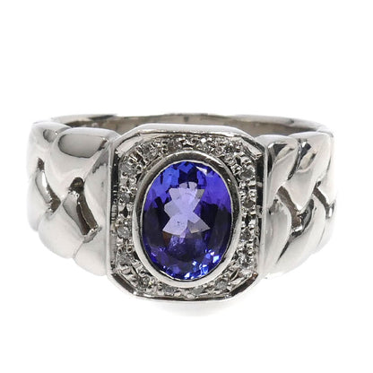 Pt900プラチナ リング・指輪 タンザナイト1.52ct ダイヤモンド0.10ct 21号 21.9g メンズ【中古】