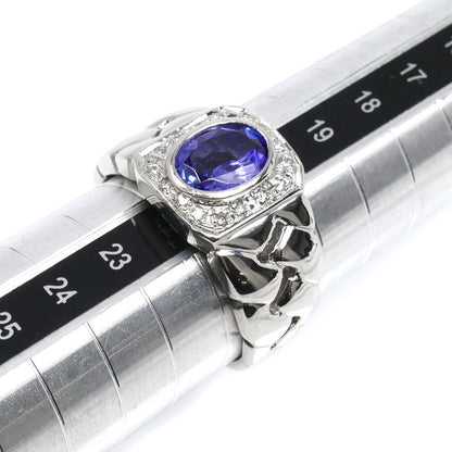 Pt900プラチナ リング・指輪 タンザナイト1.52ct ダイヤモンド0.10ct 21号 21.9g メンズ【中古】