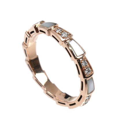 K14PG ピンクゴールド リング・指輪 シェル ダイヤモンド 17号 3.6g レディース【中古】