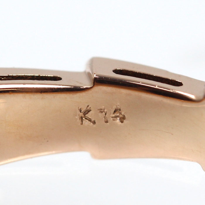 K14PG ピンクゴールド リング・指輪 シェル ダイヤモンド 17号 3.6g レディース【中古】