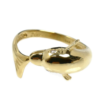 K18YG イエローゴールド イルカ リング・指輪 ダイヤモンド0.02ct 12号 2.7g レディース【中古】