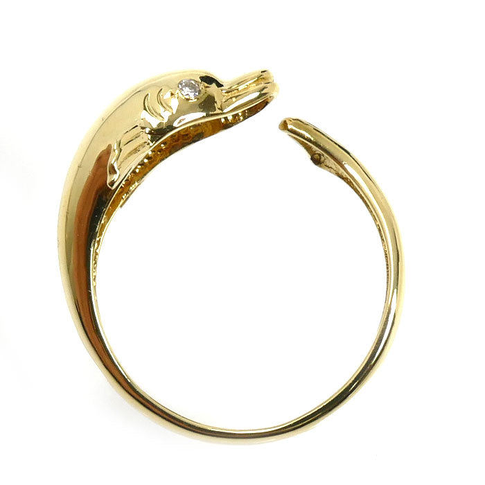 K18YG イエローゴールド イルカ リング・指輪 ダイヤモンド0.02ct 12号 2.7g レディース【中古】