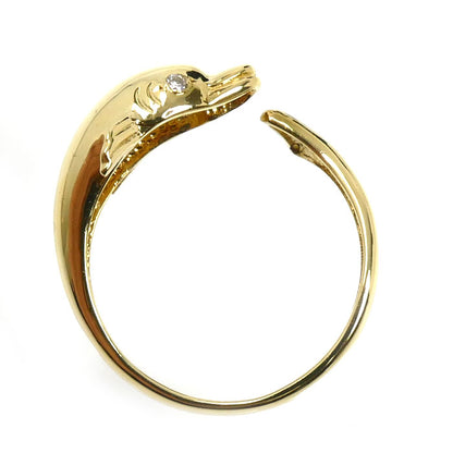 K18YG イエローゴールド イルカ リング・指輪 ダイヤモンド0.02ct 12号 2.7g レディース【中古】