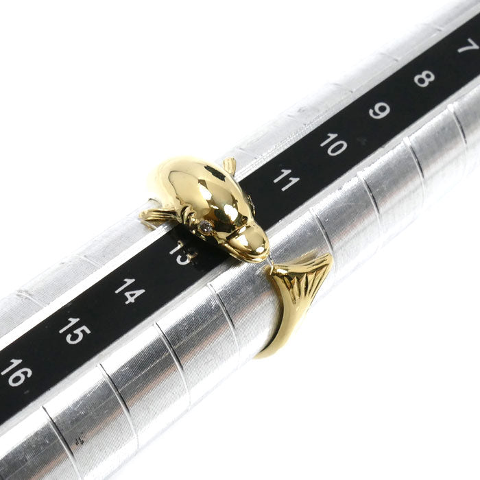 K18YG イエローゴールド イルカ リング・指輪 ダイヤモンド0.02ct 12号 2.7g レディース【中古】