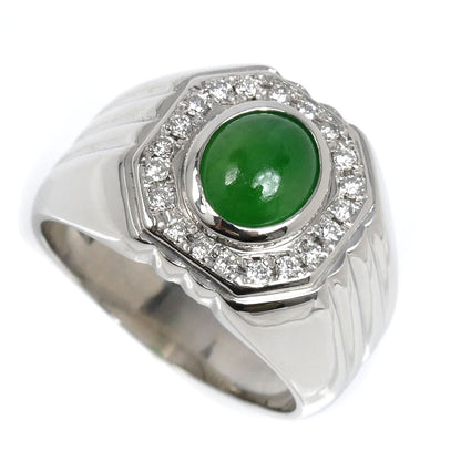 Pt900プラチナ リング・指輪 翡翠1.97ct ダイヤモンド0.25ct 20.5号 29.3g メンズ【中古】